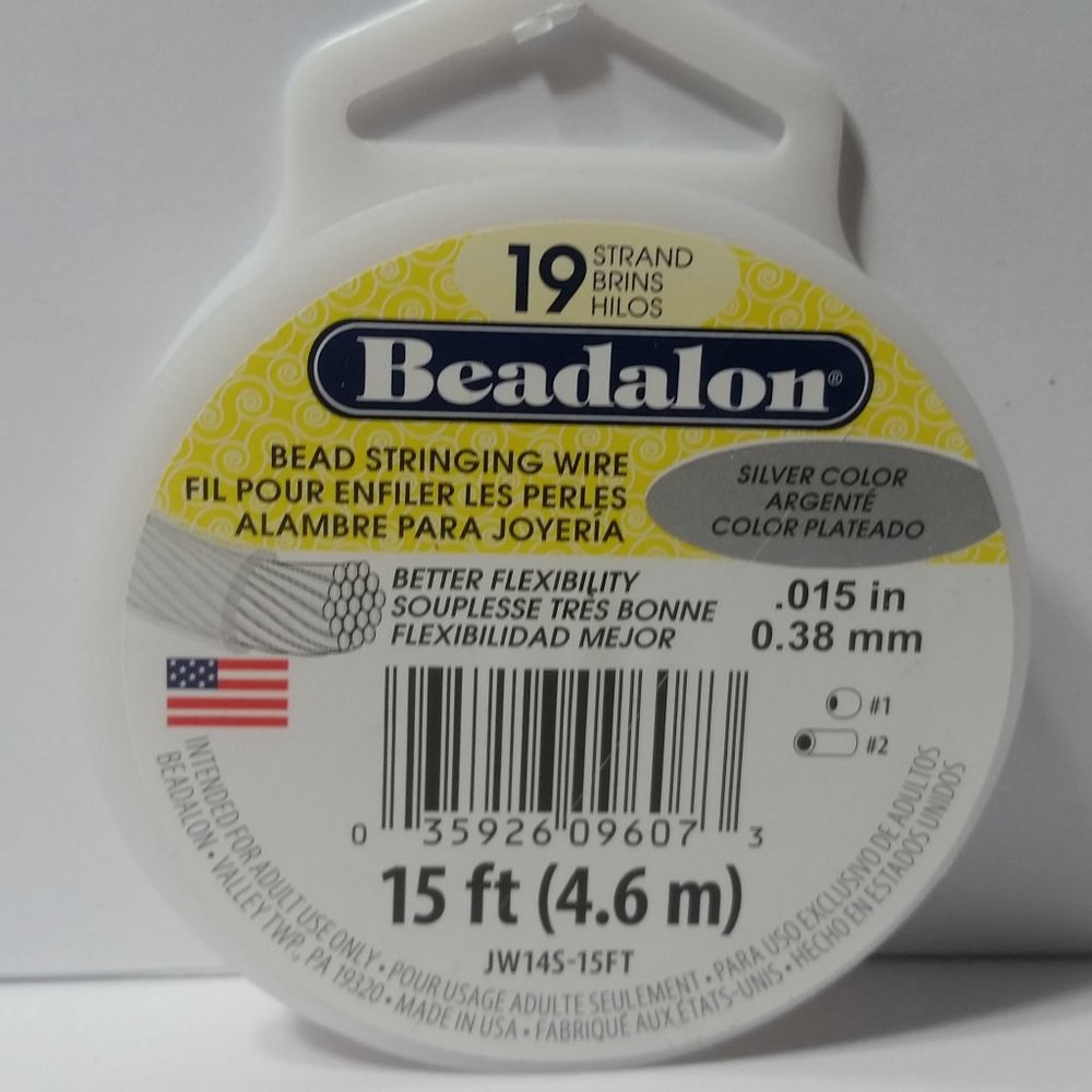 Bead Stringing Wire Silver Color 19 Strand 15'